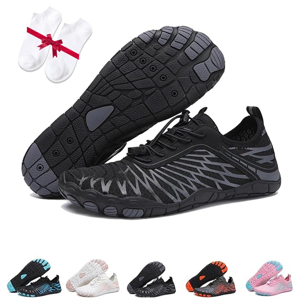 Barefoot Vitality Shoes Women's Neuropathy with Arch Support, Barefoot Vitality Shoes for Men and Women, Healthy & Non-Slip Barefoot Shoe (Black, 10.5 Women/9 Men)