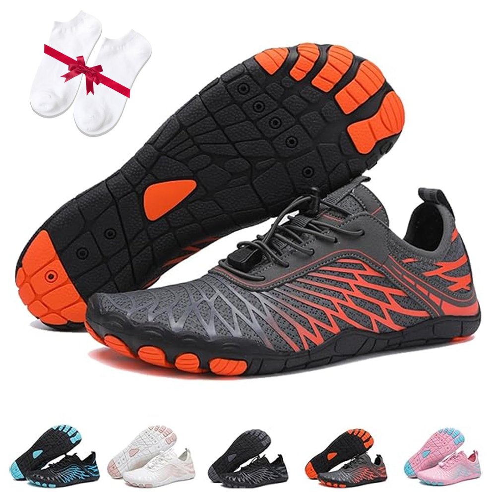 Barefoot Vitality Shoes Women's Neuropathy with Arch Support, Barefoot Vitality Shoes for Men and Women, Healthy & Non-Slip Barefoot Shoe (Orange, 12 Women/10.5 Men)