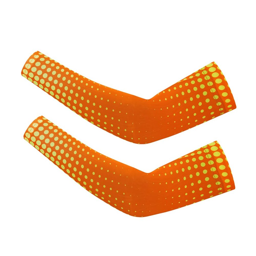 WeimoMonkey Arm Sleeves For Men,Women Oversleeve Basketball Cycling Baseball Football Compression Sleeve Sun Protection UV Cooling Arm Cover Dot Orange,XXXL
