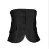 Fallorchid Women's Non functional Button Front Strapless Sleeveless Tops Vest Casual Split Hem Tube Top view 3