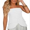 Fallorchid Women's Non functional Button Front Strapless Sleeveless Tops Vest Casual Split Hem Tube Top view 1