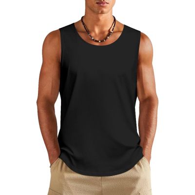 Personalized Men's Tank Tops Add Your Design Photo Text Custom Swim Beach Sleeveless Shirts for Gym Fitness Training, Black, XL
