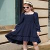Arshiner Tween Dresses Special Occasion Party Puff Long Sleeve Fall Flowy Girls Smocked Dress Blue 10-12 Y view 3
