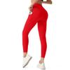Leggings with Pockets for Women High Waisted Tummy Control Yoga Pants for Workout Running No Front Seam Dark Red view 4