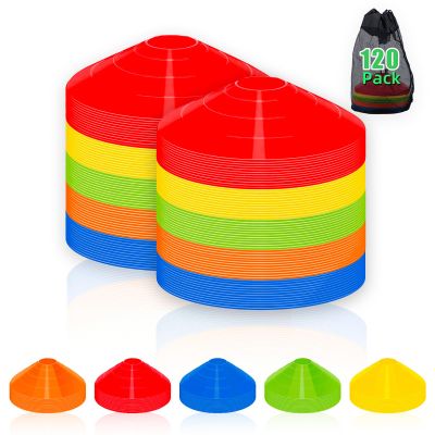 CLEAN PIONEER Agile Soccer Cones (Pack of 120)- Premium Disc Cones with Portable Bags & Strap,Sports Cones Used for Football,Basketball and Sport Practice Equipment, Multi-Color Soccer Training Cones