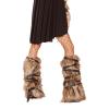 JIAHG Viking Faux Fur Boot Covers for Women, Detachable Adjustable Straps Barbarian Leg Warmers, Medieval Renaissance Costume Accessories for Halloween Cosplay LARP Rave Party view 2