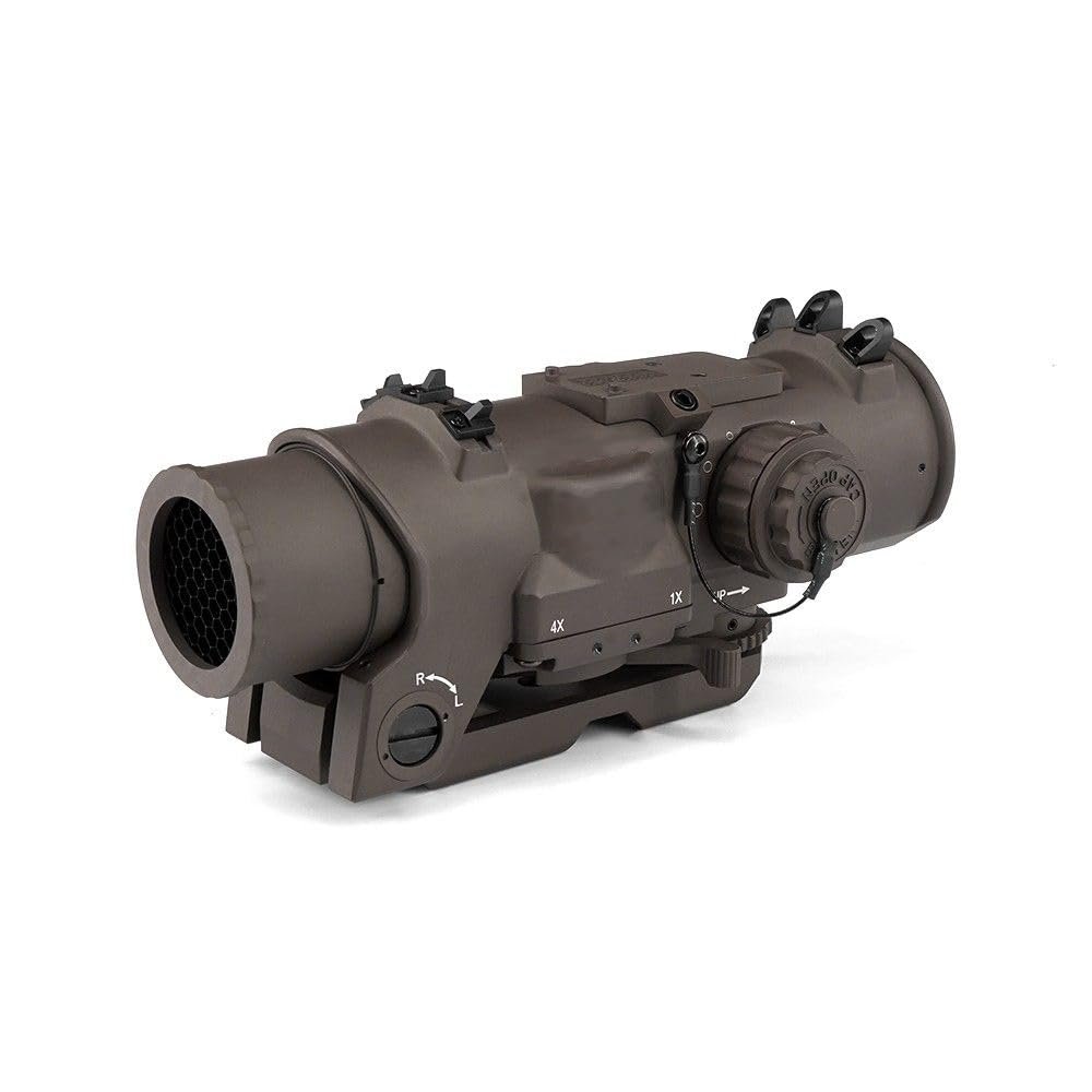 Tactical Gen3 RifleScope 1-4x Fixed Dual Field of View Red Illumination Scope Sight for Hunting,Brown