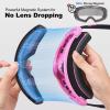 Odoland Magnetic Interchangeable Ski Goggles with 2 Lens, Large Spherical Frameless Snow Snowboard Goggles for Men Women, Pink Frame Pink Lens view 3