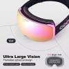 Odoland Magnetic Interchangeable Ski Goggles with 2 Lens, Large Spherical Frameless Snow Snowboard Goggles for Men Women, Pink Frame Pink Lens view 4