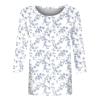3/4 Length Sleeve Womens Tops, Tunic Work Spring Trendy 3/4 Sleeve T Shirts Women's Stretchy Frilly Floral Print T Shirt Polyester O-Neck Baggy Top Female Blue view 4