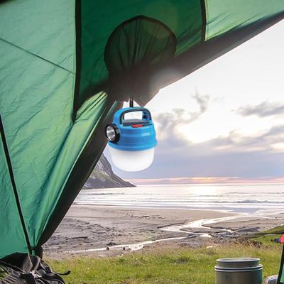 Portable Outdoor Camping Light, 6 Light Modes, Solar/USB Charging Modes, Waterproof Camping Lights for Emergency Outage (Blue, Small)
