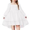 Arshiner Kid High Low Dress Special Occasion Baptism Fall Easter Girls Spring Flower Smocked Dresses White Size 10-12 view 1