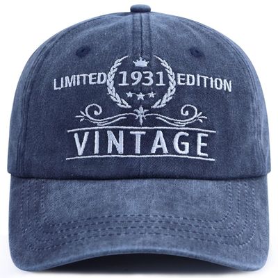 95th Birthday Decorations Baseball Cap, Vintage 1931 Limited Edition Hat, Funny Embroidered 95 Year Old Birthday Gifts for Women Men Sister Brother Navy