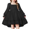 Arshiner Kids Black Dress Fall Formal Lantern Long Sleeve Party Girls Church Dresses Size 6 view 1