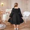 Arshiner Kids Black Dress Fall Formal Lantern Long Sleeve Party Girls Church Dresses Size 6 view 2