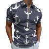 Nautical Anchors Navy Blue Mens Polo Shirts Quick Dry Short Sleeve Zip Up T Shirt Tee Top 4XL view 1