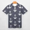 Nautical Anchors Navy Blue Mens Polo Shirts Quick Dry Short Sleeve Zip Up T Shirt Tee Top 4XL view 3