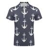 Nautical Anchors Navy Blue Mens Polo Shirts Quick Dry Short Sleeve Zip Up T Shirt Tee Top 4XL view 4