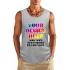Personalized Men's Tank Tops Add Your Design Photo Text Custom Swim Beach Sleeveless Shirts for Gym Fitness Training, Light Heather Grey, S view 1
