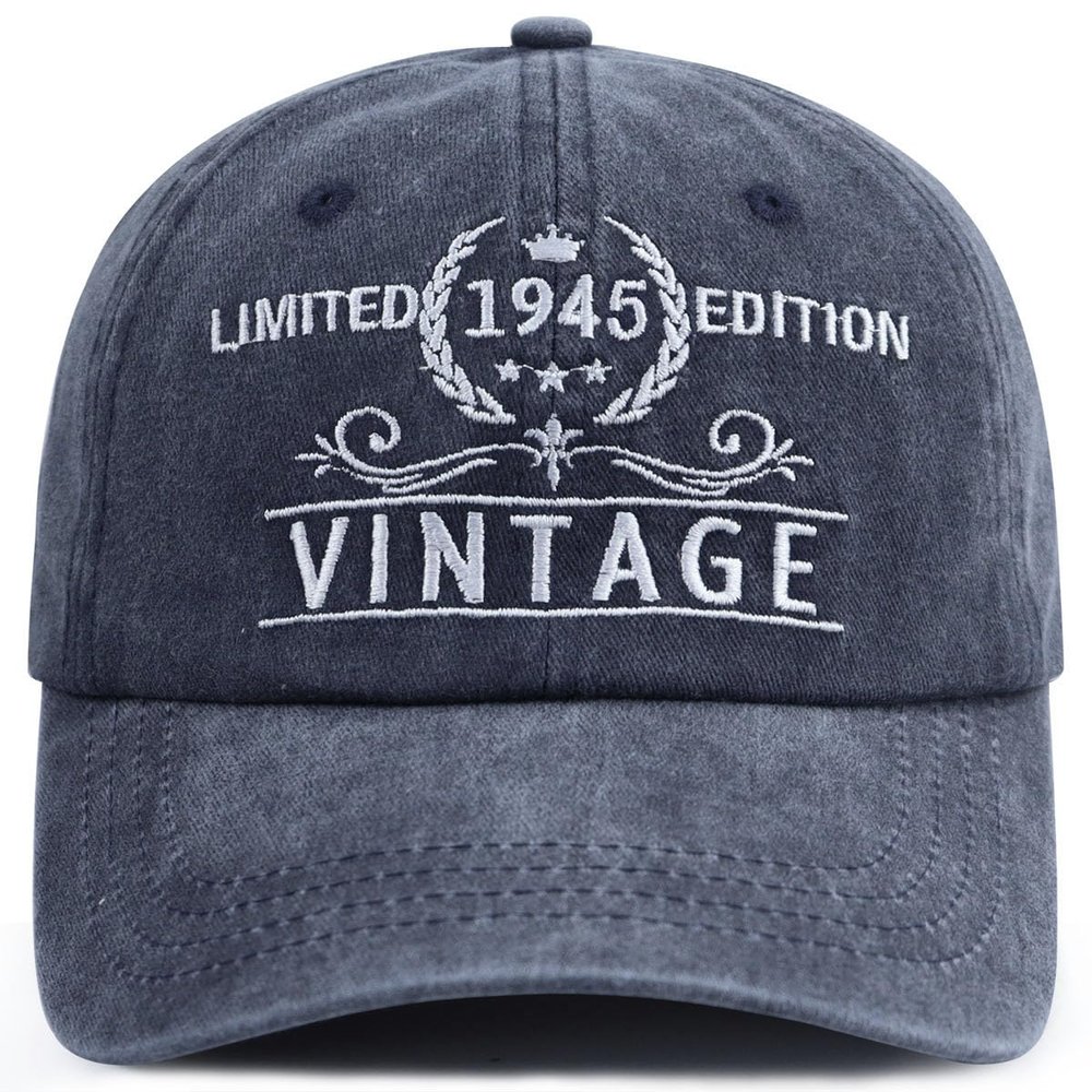81th Birthday Gifts for Men Women, Funny Embroidered Limited Edition 1945 Hat, 81 Years Old Birthday Decorations Baseball Cap for Grandpa Grandma Navy