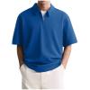 Mens Short Sleeve Polo Shirts Casual Loose Fit Quarter Zip Pullover Classic Trendy Lightweight Golf Collared T-Shirt Blue view 1