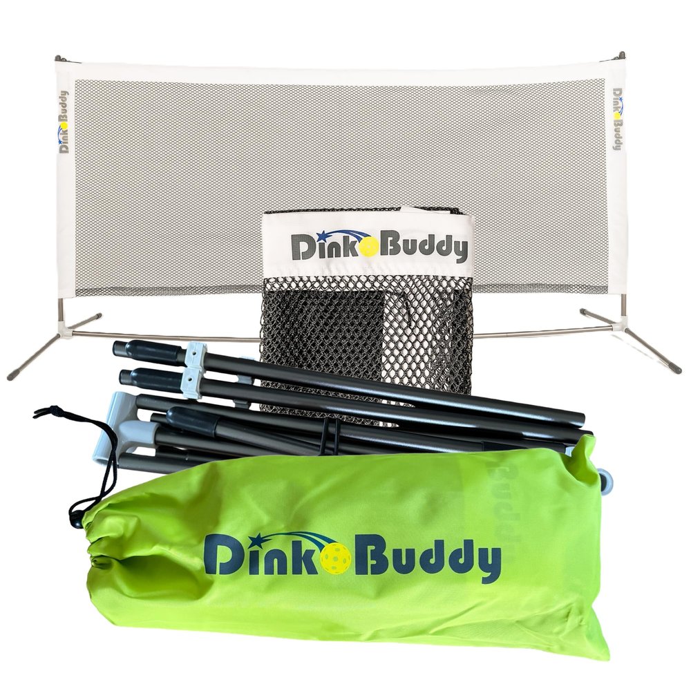Dink Buddy - Regulation Height Mini Pickleball Net with Drawstring Carry Case, Durable Pickleball Net Portable Outdoor & Indoor Use, Easy-to-Set-up, 6 feet Wide, Black