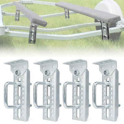 Aupar Heavy Duty 8" Boat Trailer Bunk Brackets, 4 PCS Galvanized Swivel Top Bunk Bracket Kit for 1.5" x 3", 2" x 3", 3" x 3" Boat Trailer Crossmember