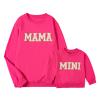 ZAXARRA Mommy and Me Matching Outfits Long Sleeve Crewneck Pullover Tops Mama Sweatshirt Mama and Mini Clothes (Rose Red,Baby,6-12 Months) view 1
