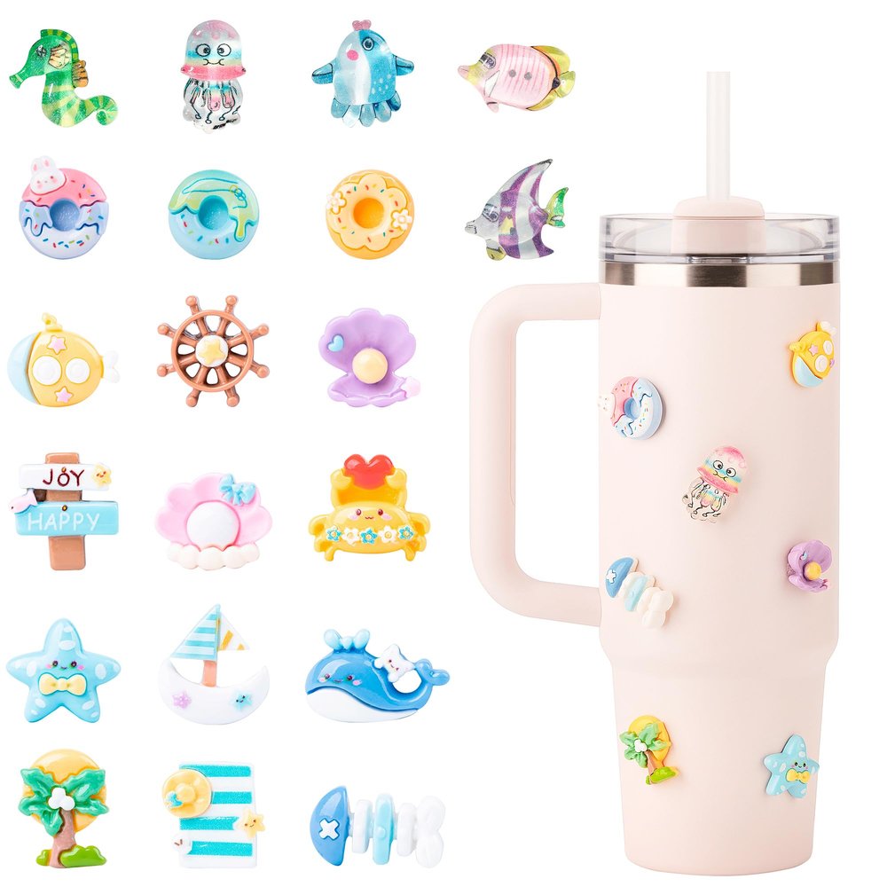Bluwing 20 Pcs 3D Stickers for Stanley Cups, Water Bottles and Tumblers, Stickers for Girls and Adults,Waterproof Stickers for Hydroflask, YETI(Style 3