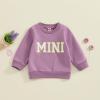 ZAXARRA Mommy and Me Matching Outfits Long Sleeve Crewneck Pullover Tops Mama Sweatshirt Mama and Mini Clothes (Purple,Baby,18-24 Months) view 3