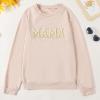 ZAXARRA Mommy and Me Matching Outfits Long Sleeve Crewneck Pullover Tops Mama Sweatshirt Mama and Mini Clothes (Beige,Mom,Large) view 2