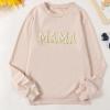 ZAXARRA Mommy and Me Matching Outfits Long Sleeve Crewneck Pullover Tops Mama Sweatshirt Mama and Mini Clothes (Beige,Mom,Large) view 3