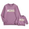 ZAXARRA Mommy and Me Matching Outfits Long Sleeve Crewneck Pullover Tops Mama Sweatshirt Mama and Mini Clothes (Purple,Baby,2-3T) view 1