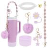 7PCS Stanley Cup Accessories - Including Straw Cover, Silicone Boot, Hand Strap, 4 Purple Charms for 40oz & 30oz Stanley Tumbler view 1