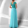Mother of The Bride Dresses for Wedding Glitter Sequin V Neck Cap Sleeve High Waisted Pleated Maxi Dress Evening Gown Blue view 3