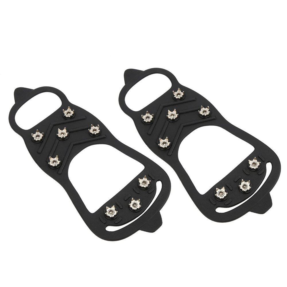 Zerone 8Tooth Stainless Steel Snow Walking Crampons, Antislip Ice Shoes Spikes Covers with High Flexibility, Suitable for Mountaineering, Hiking, M Size 35-40, L Size 41-46 (M)