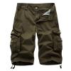 Men's Cargo Shorts Elastic Waist Cotton Sports Shorts Casual Loose Outdoor Lightweight Work Summer Short with Pockets view 1