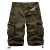 Men's Cargo Shorts Elastic Waist Cotton Sports Shorts Casual Loose Outdoor Lightweight Work Summer Short with Pockets view 2