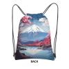 NOUZU Japan Mount Fuji Landscape Print Sports Drawstring Backpack For Women With Zipper Pockets Lightweight Travel Gym Bag, Black view 3