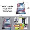 NOUZU Japan Mount Fuji Landscape Print Sports Drawstring Backpack For Women With Zipper Pockets Lightweight Travel Gym Bag, Black view 4