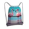 NOUZU Flamingo Beach Print Sports Drawstring Backpack For Women With Zipper Pockets Lightweight Travel Gym Bag, Black view 2