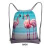 NOUZU Flamingo Beach Print Sports Drawstring Backpack For Women With Zipper Pockets Lightweight Travel Gym Bag, Black view 3