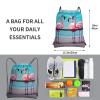 NOUZU Flamingo Beach Print Sports Drawstring Backpack For Women With Zipper Pockets Lightweight Travel Gym Bag, Black view 4