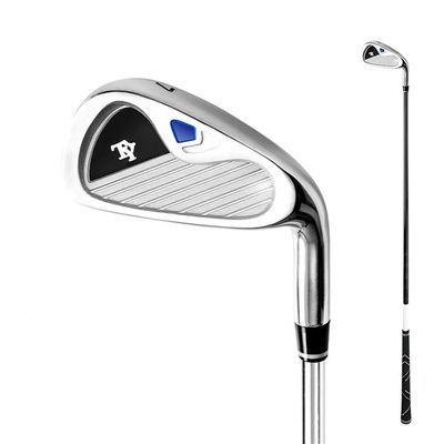 High Performance Golf Irons #7 for Male Female - with Steel or Carbon Body and Correct or Round Grip Single Club for Beginner Golfers (Carbon+Round,for Men)