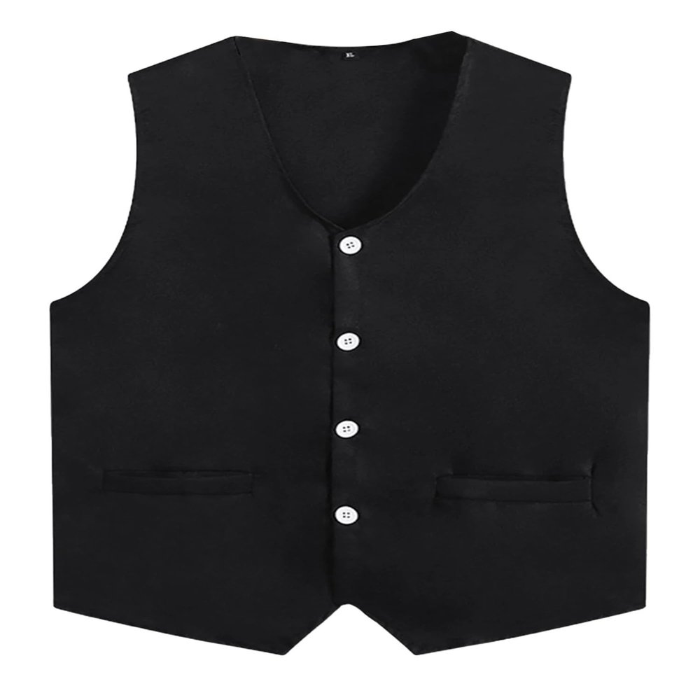 easyforever Women Men Button Vest Volunteer Activity Vest Unisex Waiter Waistcoat Bartender Work Uniform Clerk Workwear Black X-Large