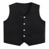 easyforever Women Men Button Vest Volunteer Activity Vest Unisex Waiter Waistcoat Bartender Work Uniform Clerk Workwear Black X-Large view 1