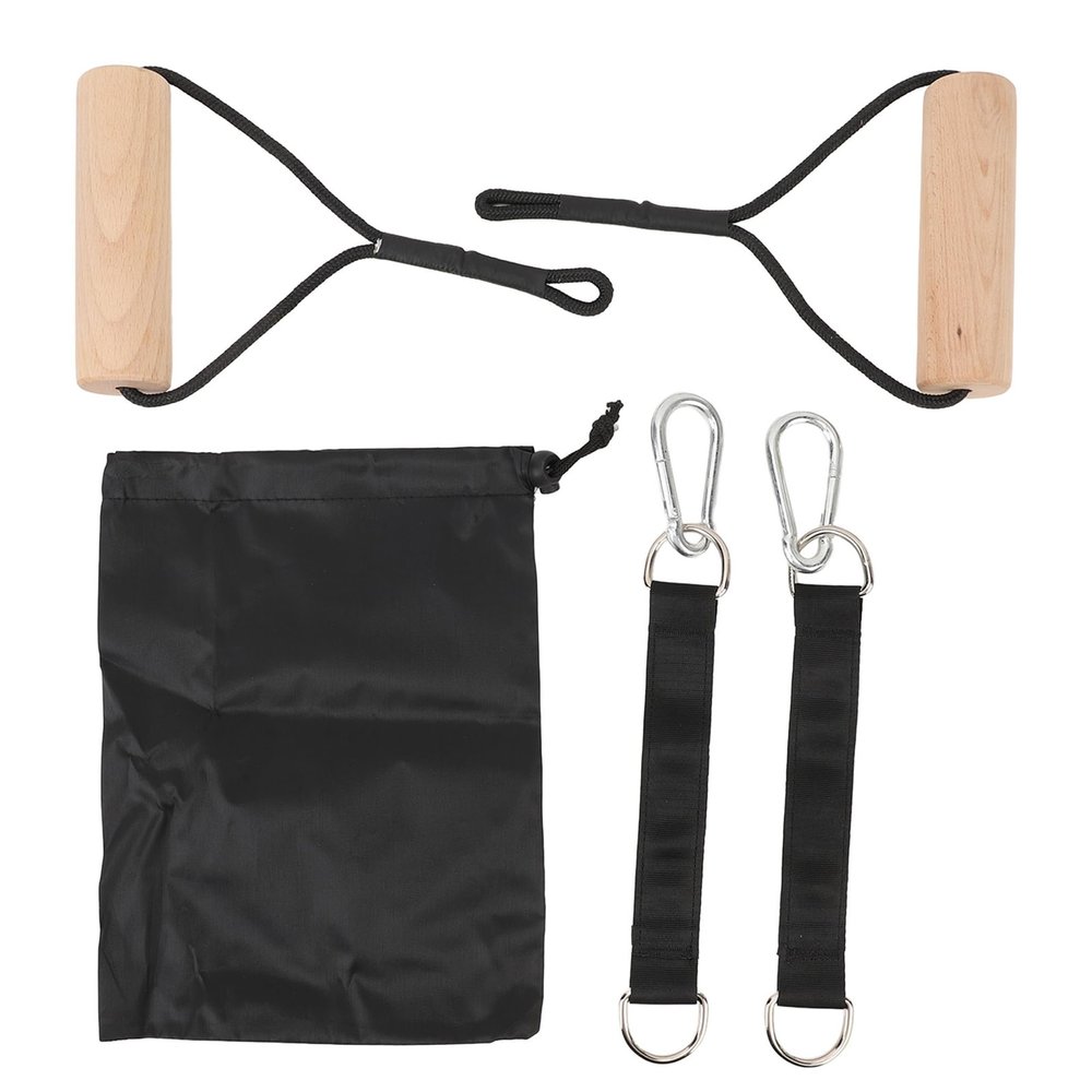 TUEQE Fitness Rings, Wooden Gymnastic Rings Portable Pull Up Handles Arm Strength Trainer with Storage Bag for Outdoor Home Gym for Crossfit Strength Workout Training Pull Ups