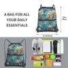 NOUZU World Geography Map Print Sports Drawstring Backpack For Women With Zipper Pockets Lightweight Travel Gym Bag, Black view 4
