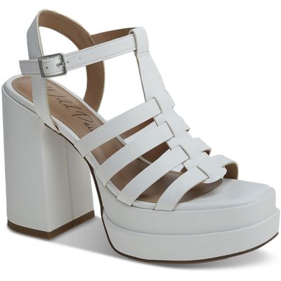 Wild Pair Womens Orlah Faux Leather Platform Block Heels White 8 Medium (B,M)