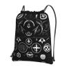 NOUZU Supernatural Symbols Black Print Sports Drawstring Backpack For Women With Zipper Pockets Lightweight Travel Gym Bag view 1
